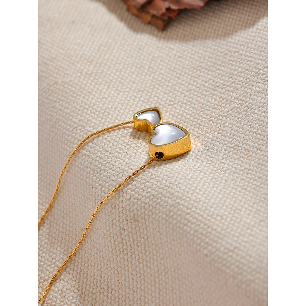 Heart Shaped Natural Shell Pendant Necklace – Gold Plated Chain