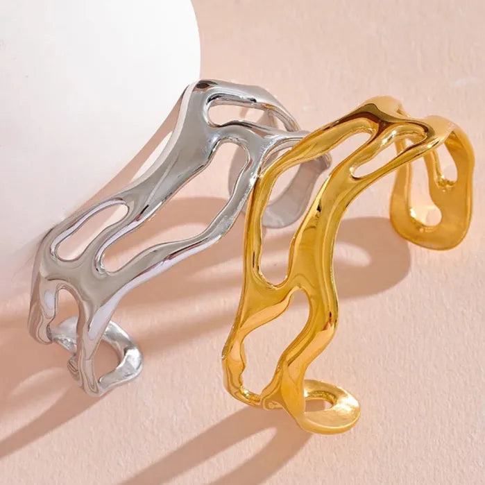 Golden Statement Cuff – 18K Gold Plated Stainless Steel Bracelet