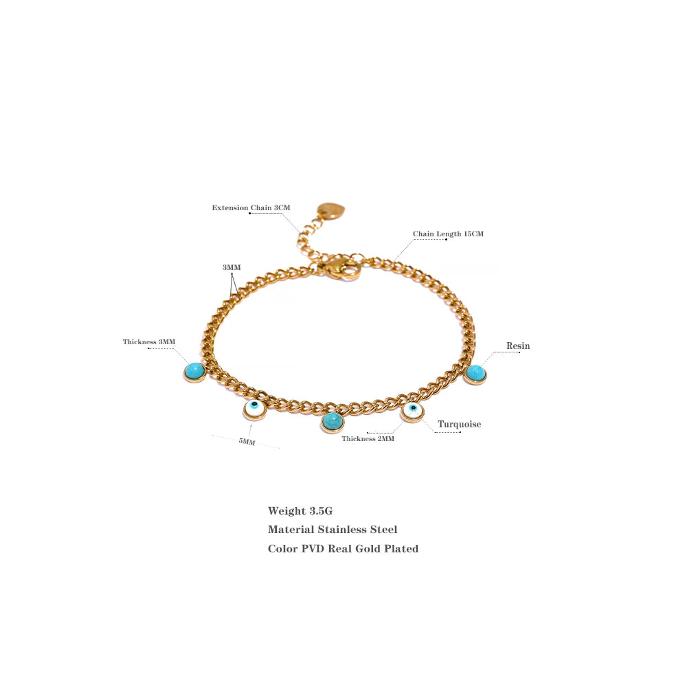 Gold Eye Charm Bracelet – Stainless Steel Waterproof Trendy Jewelry