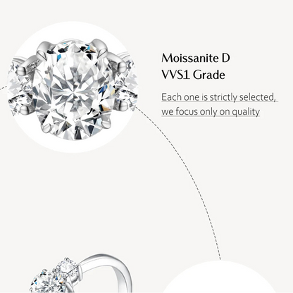 Luxe Jewels D Color Oval Cut Moissanite Cluster Ring Solid Luxury Ring for Engagement
