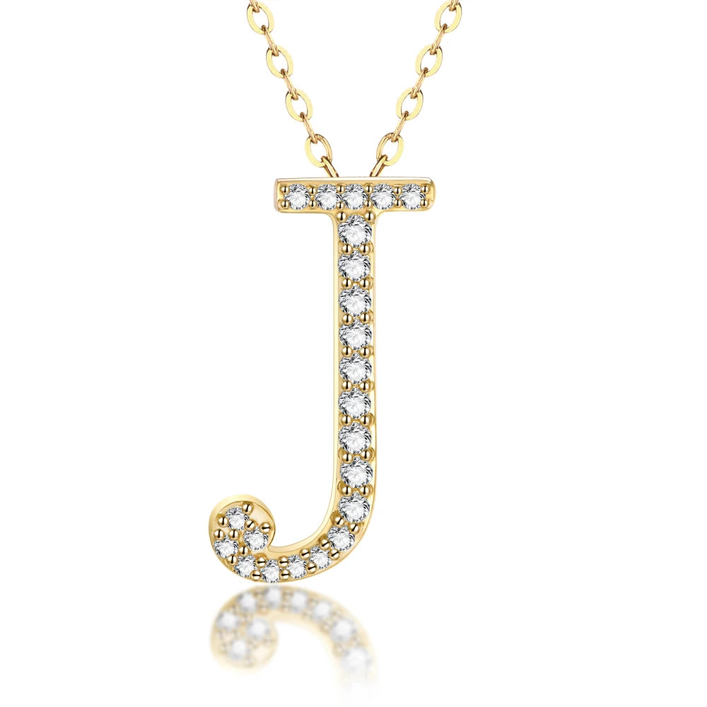 925 Sterling Silver Moissanite English Letter Pendant Necklace Jewelry With Chains
