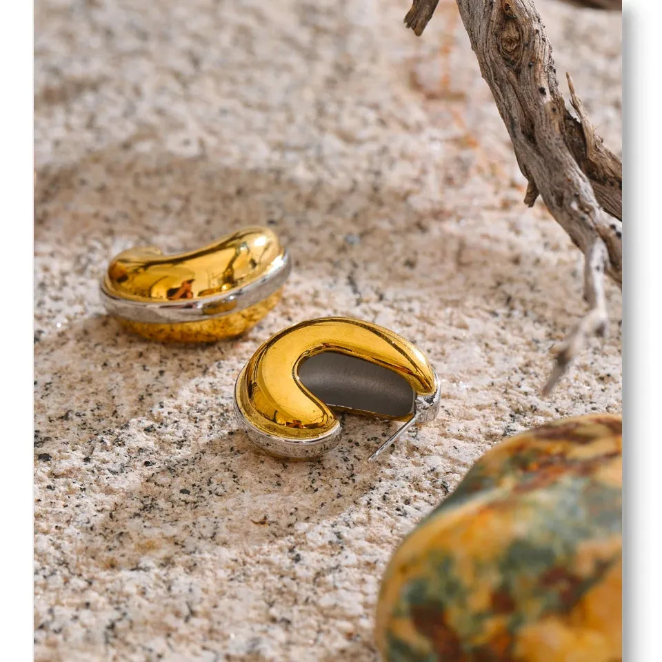 Glossy Stainless Steel C-Shape Waterproof Earrings Versatile everyday Attractive Jewelry