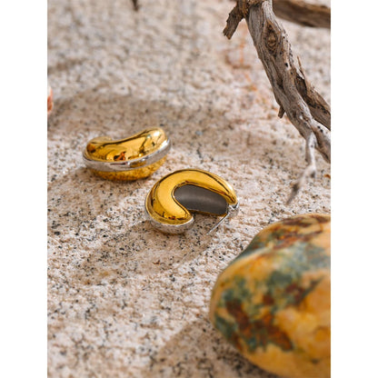 Glossy Stainless Steel C-Shape Waterproof Earrings Versatile everyday Attractive Jewelry