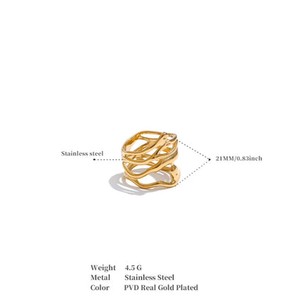 Luxe Jewels 316L Stainless Steel Layered Hollow Ring – 18K PVD Gold Plated Jewelry