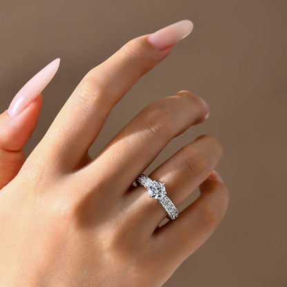 Luxe Jewels Classic Full Moissanite Ring (7MM D VVS1 Round Cut 1.2ct) S925 Sterling Silver Six-claw Wedding Ring  For Women