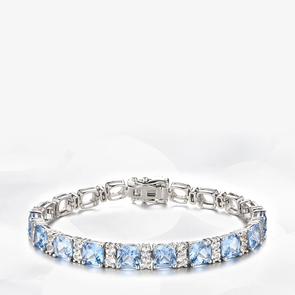 Luxe Jewels 925 Silver Jewelry Original 1 Carat Lab Gemstones Blue Spinel Sapphire Pink Corundum Bracelet Tennis Bracelets