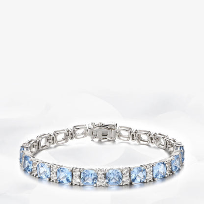 Luxe Jewels 925 Silver Jewelry Original 1 Carat Lab Gemstones Blue Spinel Sapphire Pink Corundum Bracelet Tennis Bracelets