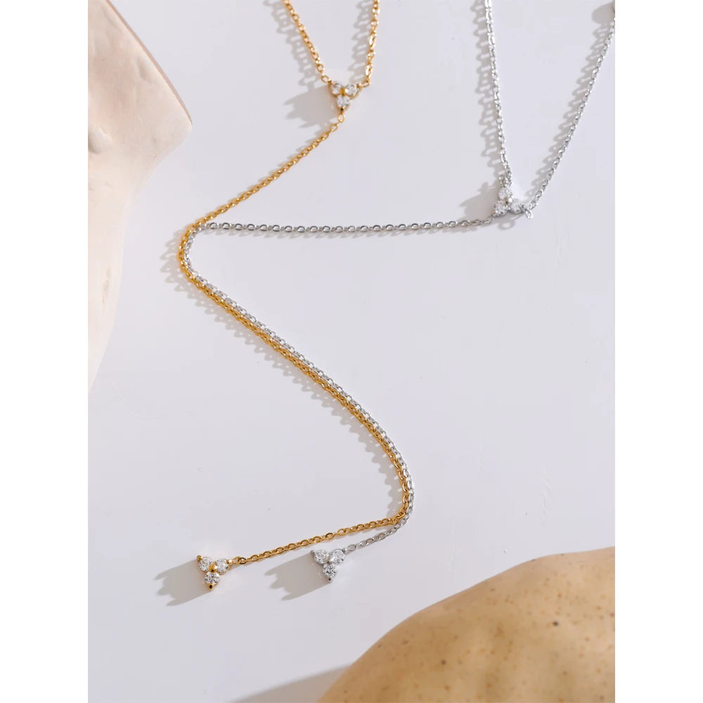 Cubic Zirconia Gold Necklace – Long Chain, Elegant Bling Jewelry