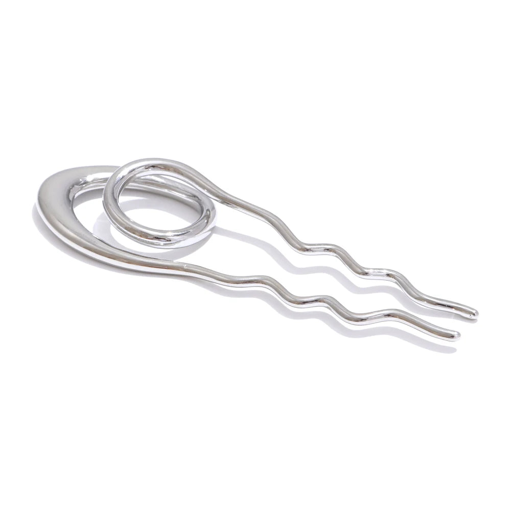 Geometric Metal Hairpin – Gold/Silver Stainless Steel Accessory