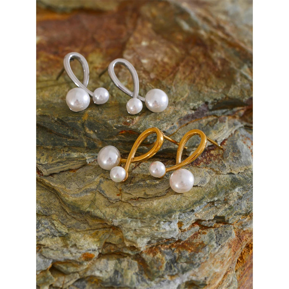 Tarnish Free Waterproof Gold Plated Pearl Stud Earrings
