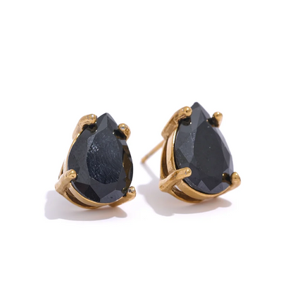 Water Drop CZ Stud Earrings – 18K PVD Gold Plated Tarnish Free Jewelry