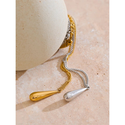 Minimalist Water Drop Pendant Necklace – Gold Stainless Steel