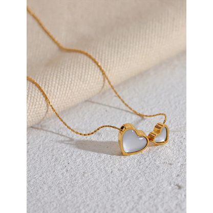 Heart Shaped Natural Shell Pendant Necklace – Gold Plated Chain