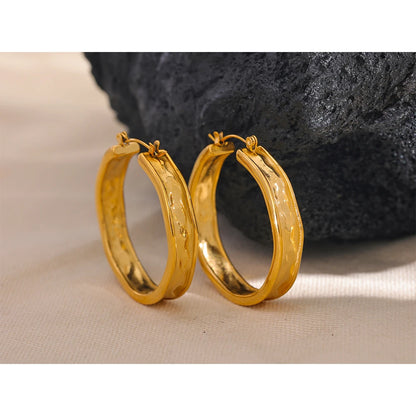42mm High Quality Cast 316L Stainless Steel Round Big Hoop Earrings Minimalist Metal Fashion PVD Gold Color Jewelry