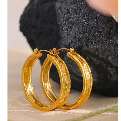 42mm High Quality Cast 316L Stainless Steel Round Big Hoop Earrings Minimalist Metal Fashion PVD Gold Color Jewelry