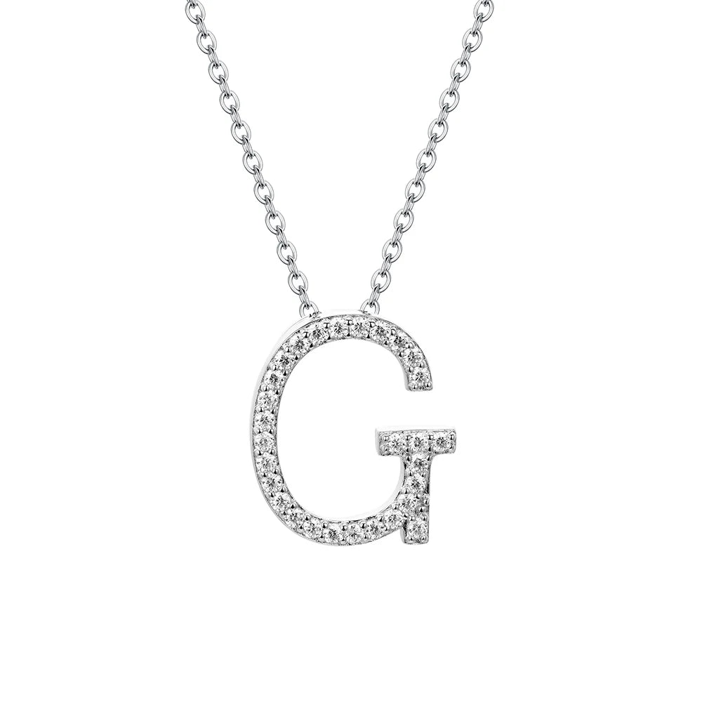 Valentine's Day Gift  - Letter Necklaces Pendants 100% 925 Sterling Silver Unisex (D VVS1 Colour Moissanite)Jewelry