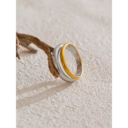 Luxe Jewels Dual Colour Ring – 18K Gold Plated Stainless Steel Trending Jewelry