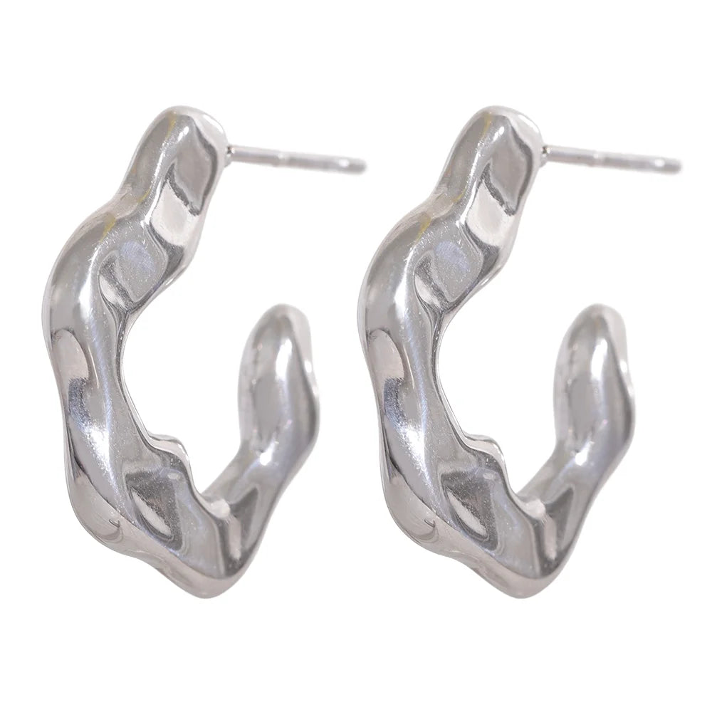 Minimalist Stainless Steel Fashion Huggie Earrings High Quality Waterproof Jewelry Women