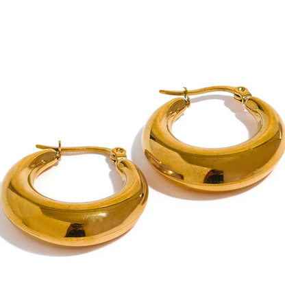 Stainless Steel Geometric Hoop Earrings Jewelry for Women - 18K Earrings Gold Plated