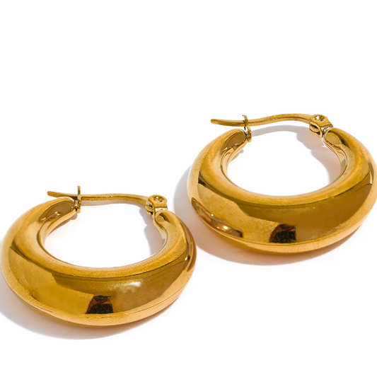 Stainless Steel Geometric Hoop Earrings Jewelry for Women - 18K Earrings Gold Plated