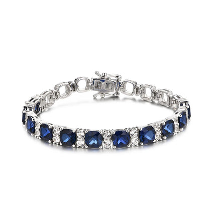 Luxe Jewels 925 Silver Jewelry Original 1 Carat Lab Gemstones Blue Spinel Sapphire Pink Corundum Bracelet Tennis Bracelets