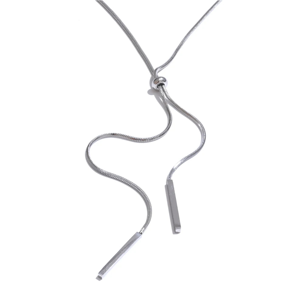 Adjustable Stainless Steel Smooth Sweater Necklace – 80+5cm long