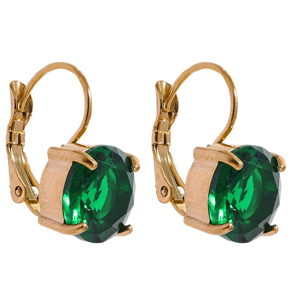 Colorful Cubic Zirconia Round Hoop Earrings – Gold Plated