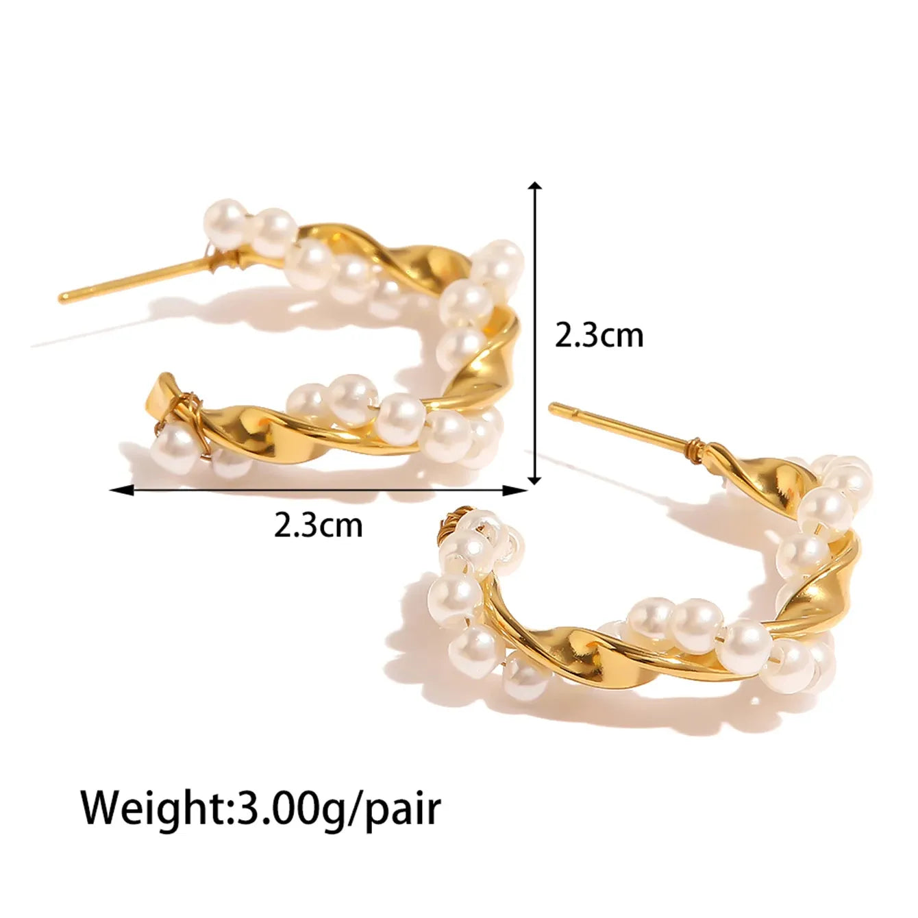 Uworld Exquisite Luxury Stainless Steel  Pearls Beads Hoop Huggie Earrings Romantic Elegant Fashion Charm Trendy Chic Jewelry