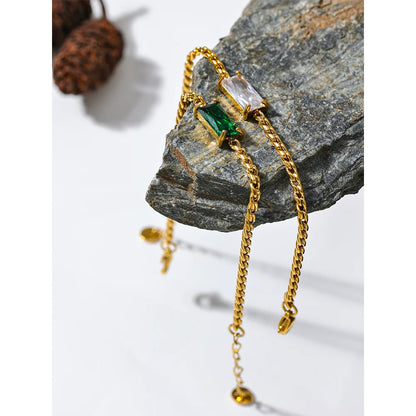 Cubic Zirconia Gold Stainless Steel Bracelet – Waterproof Chic Jewelry