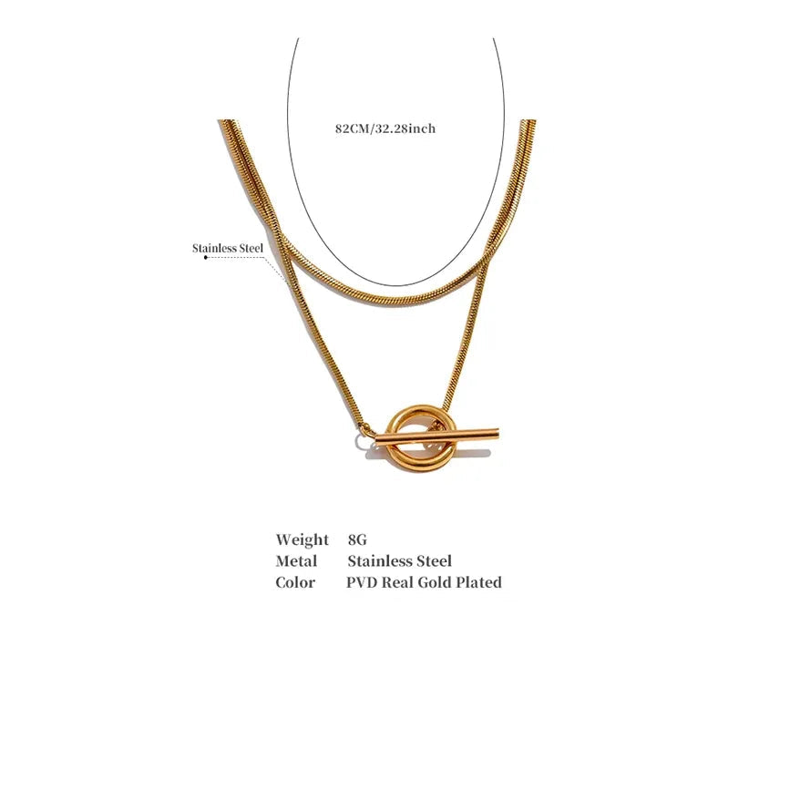 Elegant Double Layer Gold Necklace – Stainless Steel Stacking Jewelry