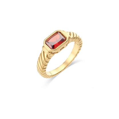 Luxe Jewels Zirconia Stone Ring – Waterproof 18K Gold Plated Ring