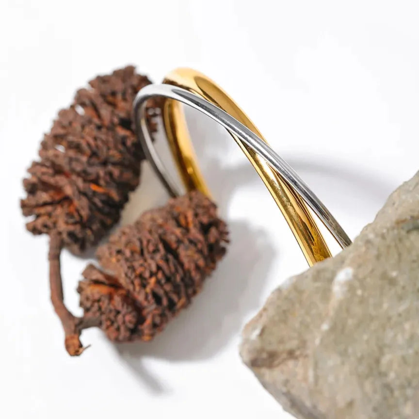 Double Color Geometric Cuff – 18K Gold Plated Stainless Steel