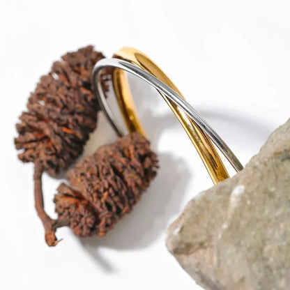 Double Color Geometric Cuff – 18K Gold Plated Stainless Steel