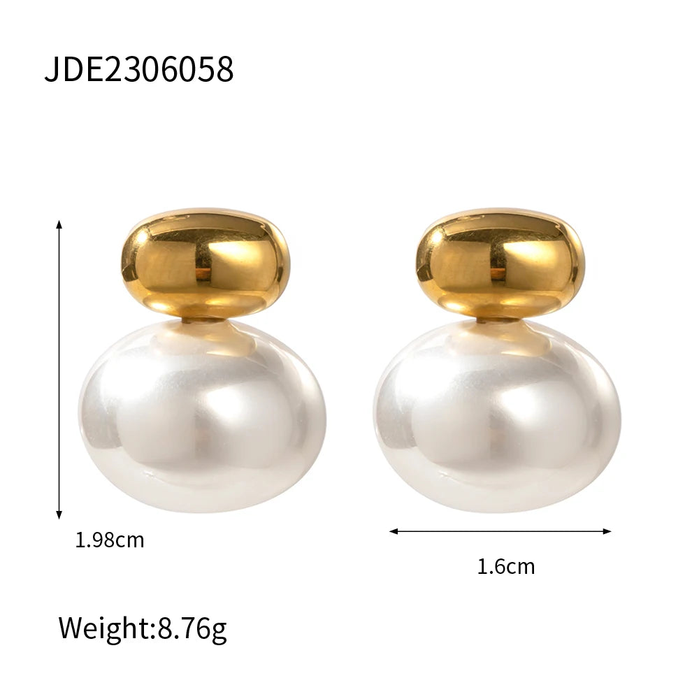 Uworld High Quality Imitation Pearls Drop Stainless Steel Golden Korean Hoop Earrings Charms Fashion Jewelry Bijoux Femme Gift