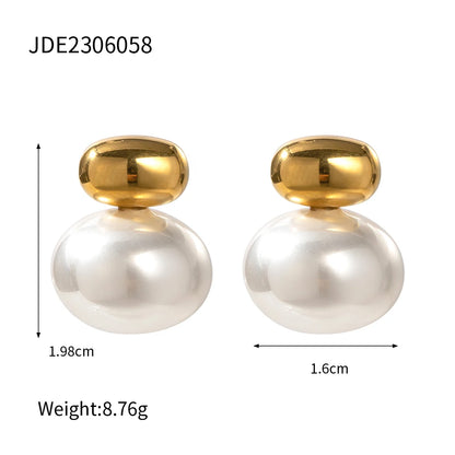 Uworld High Quality Imitation Pearls Drop Stainless Steel Golden Korean Hoop Earrings Charms Fashion Jewelry Bijoux Femme Gift