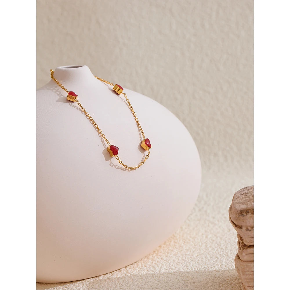 Double Side Enamel Heart Bracelet – Gold Plated Stainless Steel