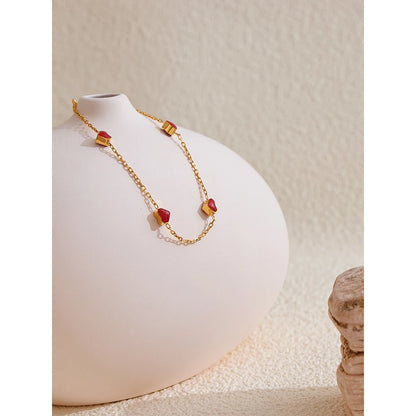 Double Side Enamel Heart Bracelet – Gold Plated Stainless Steel