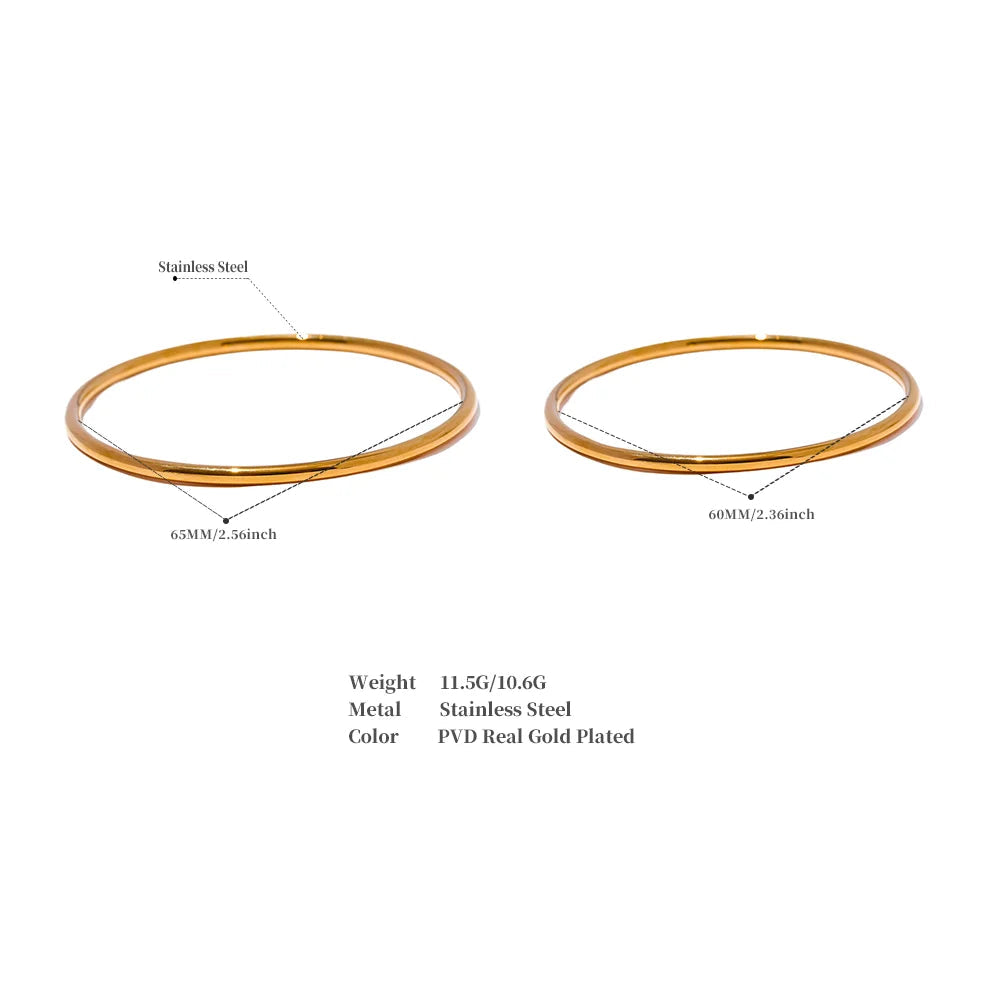 Classic Round Bangle – 18K Gold Plated Stainless Steel, Waterproof