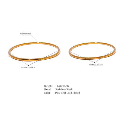 Classic Round Bangle – 18K Gold Plated Stainless Steel, Waterproof