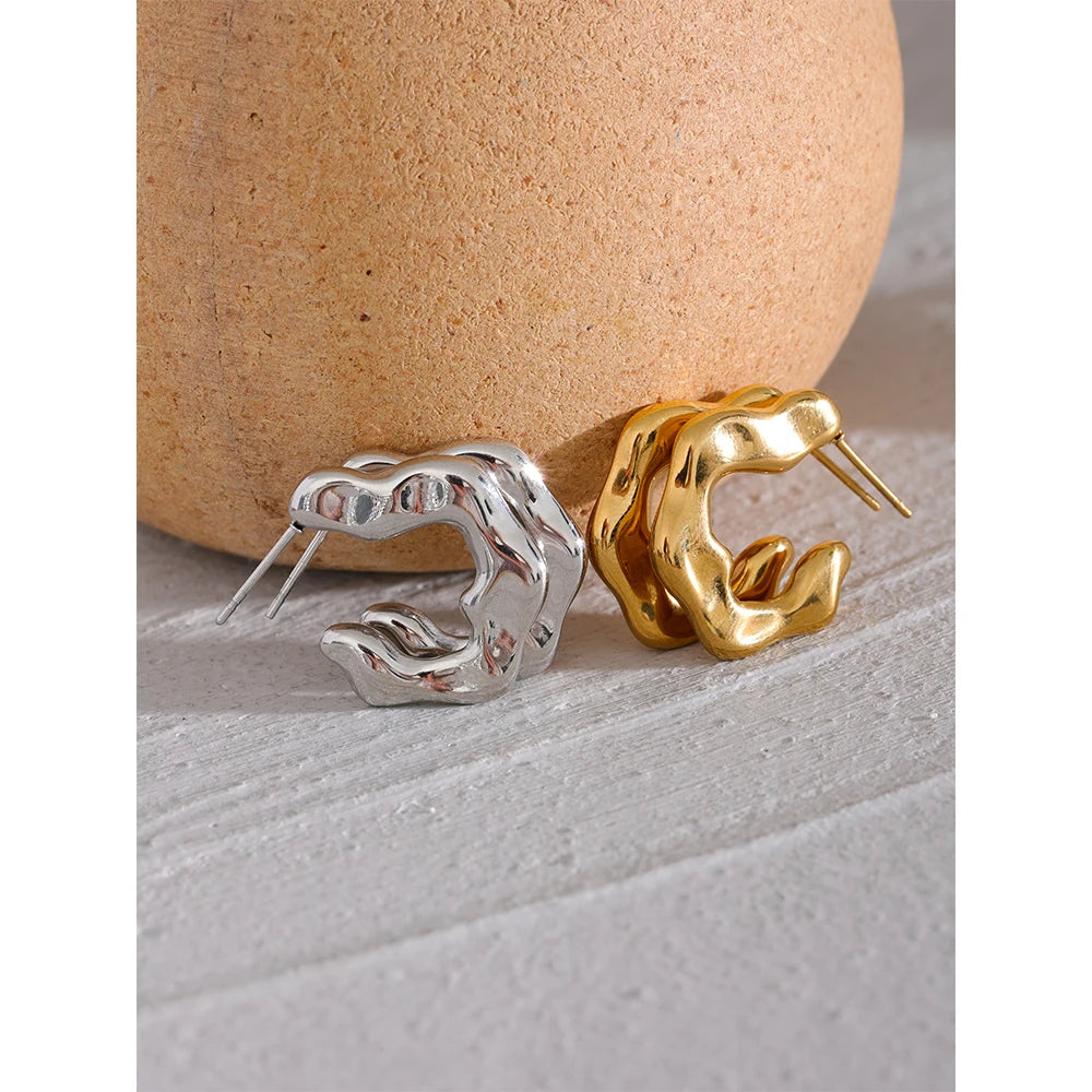 Minimalist Stainless Steel Fashion Huggie Earrings High Quality Waterproof Jewelry Women