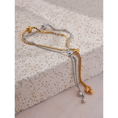 2MM Adjustable CZ Charm Bracelet – Gold Stainless Steel 18K Plated Waterproof