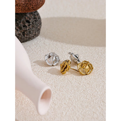 Gold Plated Rose Flower Waterproof Daily Stud Earrings for Women