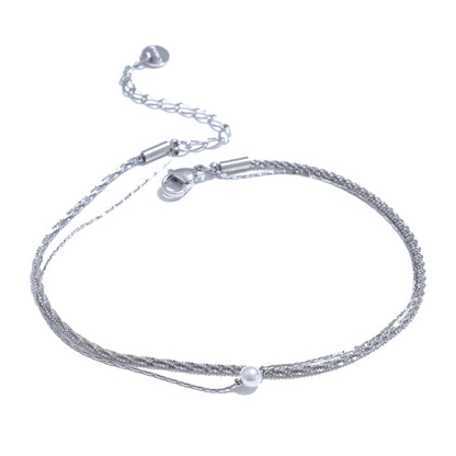 Layered Pearl Anklet – Gold & Platinum Plated Fashion Jewelry