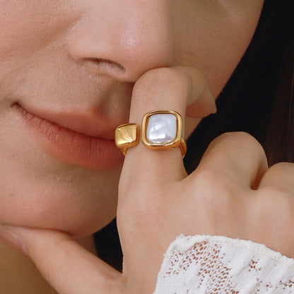 Elegant Square Pearl Earrings Stainless Steel 18K PVD Plated Waterproof 2025