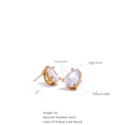 Water Drop CZ Stud Earrings – 18K PVD Gold Plated Tarnish Free Jewelry