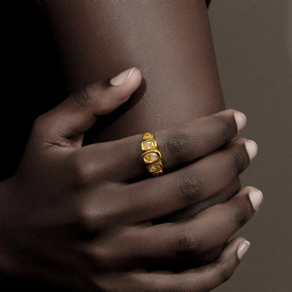 High Quality Geometric Clear Zircon Ring Classic Style - 18k Gold Plated Hypoallergenic Jewelry