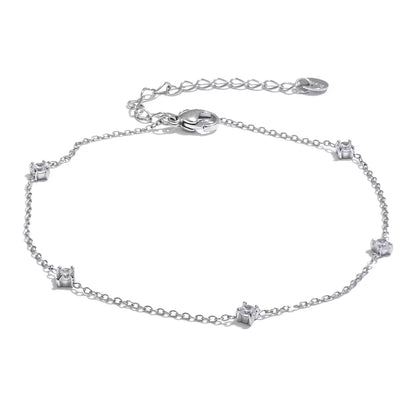 Cubic Zirconia Jewelry Set – Stainless Steel Necklace - Bracelet & Anklet