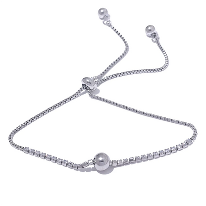 2MM Adjustable CZ Charm Bracelet – Gold Stainless Steel 18K Plated Waterproof