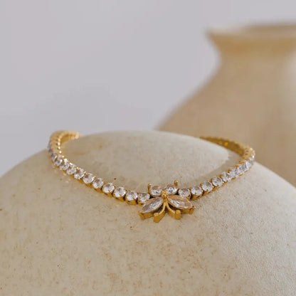 3MM Butterfly Zirconia Tennis Bracelet – Gold/Silver Stainless Steel, Delicate & Bling