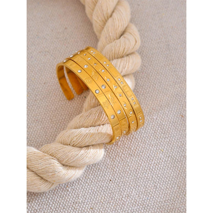 Ocean Elements Cuff Bracelet – 18K Gold Plated Stainless Steel 61mm